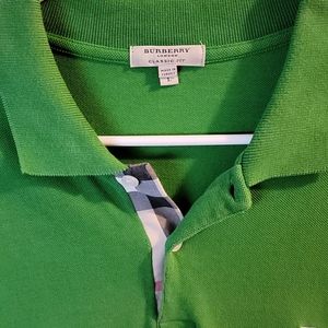 Men's green Burberry cotton polo men's size L
